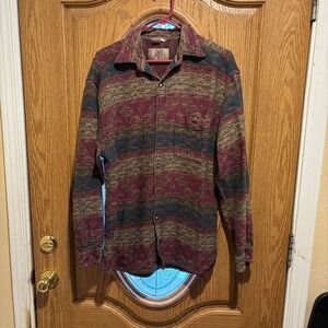Mens Vintage Southwestern Geometric Print Long Sleeve Button Up Shirt Size‎ L